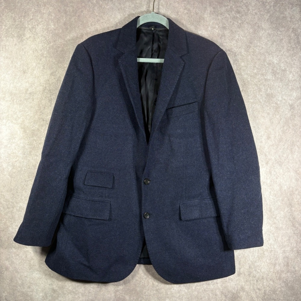 J. Crew Blazer Mens 40R Navy Blue Wool Blend Suit Jacket Two Button Professional